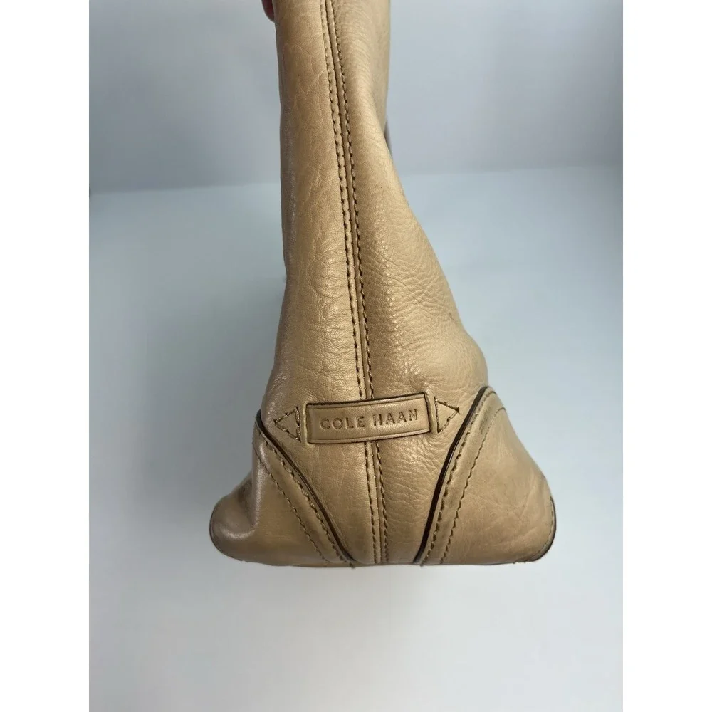 Cole Haan Beige Pebbled Leather Hobo Shoulder Bag Handbag Purse